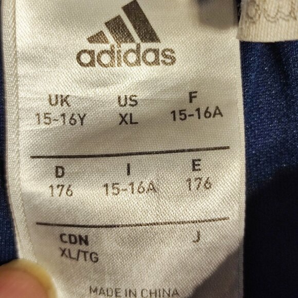 Adidas Climalite athletic shorts boys XL blue with 3 white stripes - Picture 4 of 16